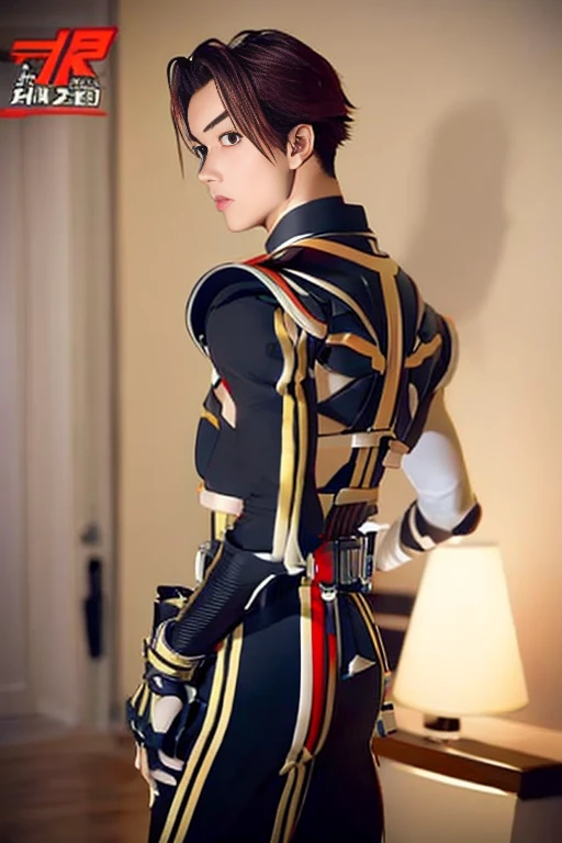 (High-definition CG), ( Best Quality ), (High-definition CG), ( Best Quality ), ( Mai Shiranui ), (Overall view)      beautiful and sexy young man , 18 years old,      toned and muscular    ,  With a cool and handsome face    , SharpEye, ,  I have a big butt , Big Ass Kamen Rider costume  