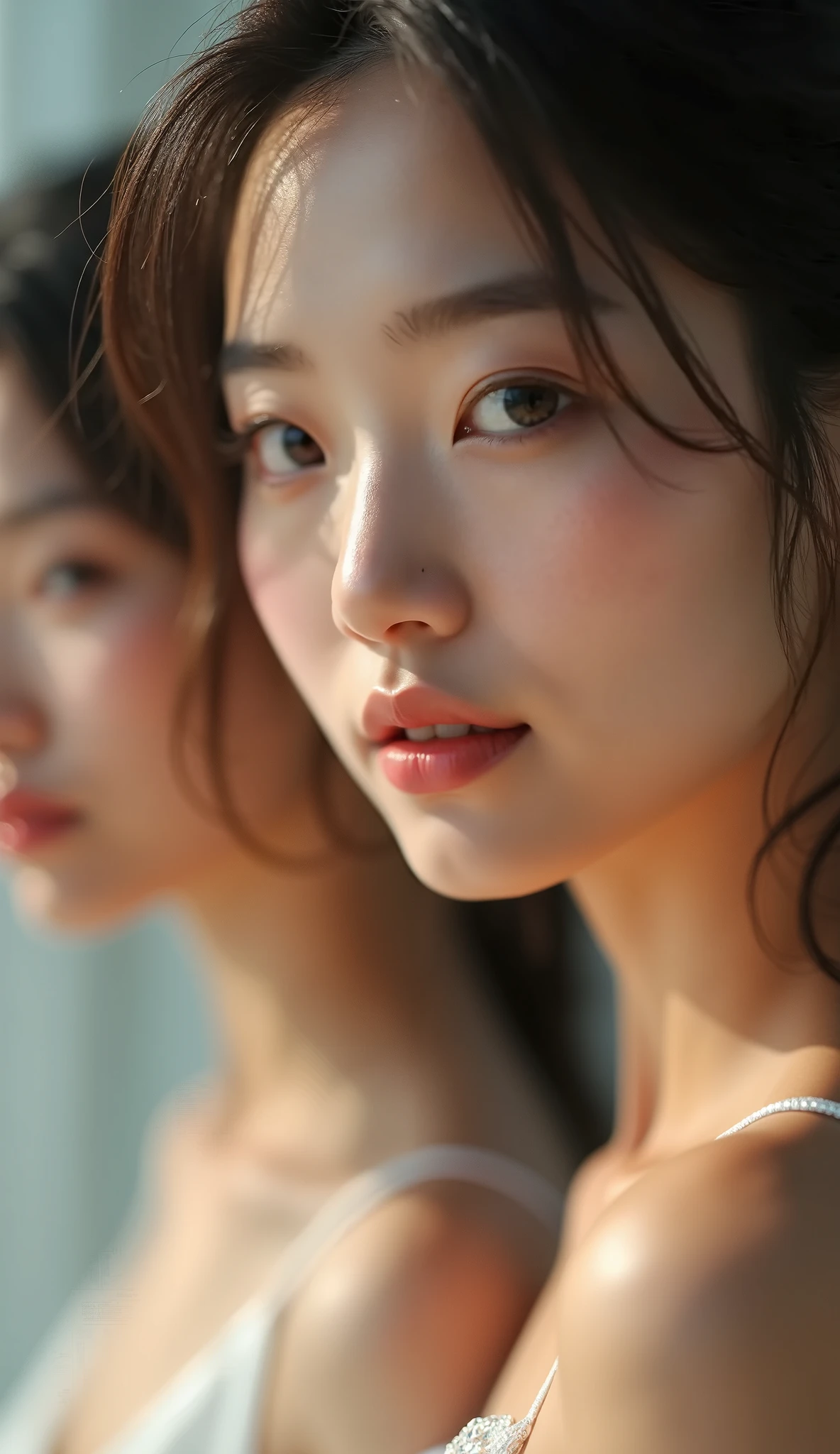Best Quality, a stunning photo with beautiful saturation, A cute Japanese woman,No clothes,Extremely short black hair,Kiss Face,cuminmouth, ,NSFW,, facials,Close-up of your face,Looking Up, Closed eyes,33 yo,((