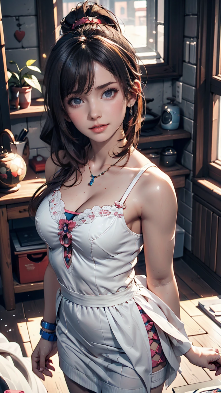 1 girl 21 years old, Mature, Internal, Delicate eyes, (blue eyes),high resolution, masterpiece, Sarashina Ryuka, short hair, Blonde,Sexy,Huge breasts,Look at you affectionately