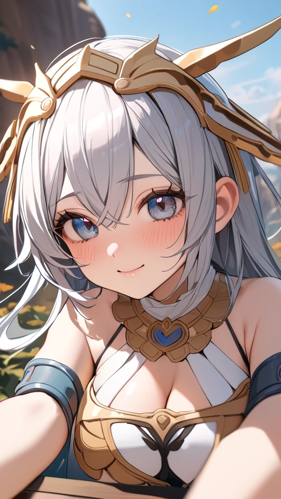 Anime girl with white hair and purple eyes, screenshot of Black Clover, anime character, female anime character, Best Anime Character Design, as an anime character, water armor, looking at the camera, cute Noelle Silva, Black Clover anime.