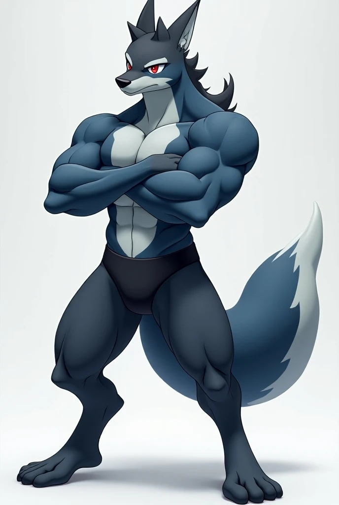 Furry, Anthro, Five nights at freddy Bonnie Male, E621, Standing, Muscular, Large and thick penis exposed, Hands behind the back, Simple image background, Front view, Blue Skin, by buta99