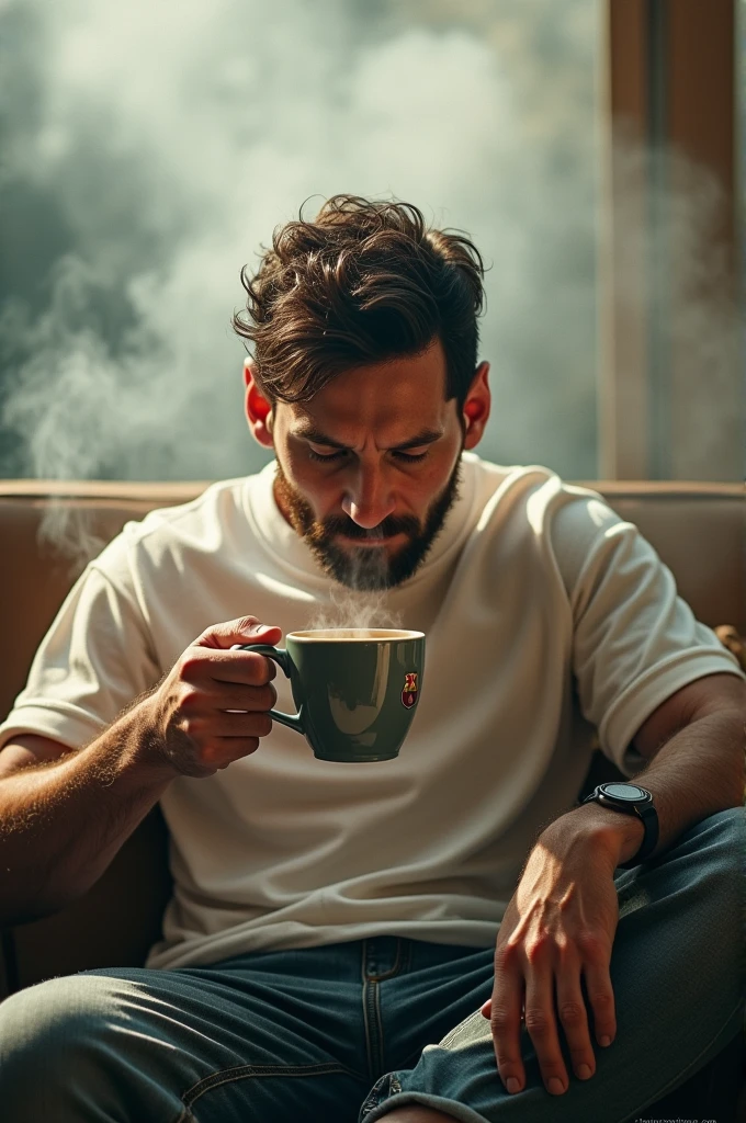 a handsome big strong man smoking,shirtless