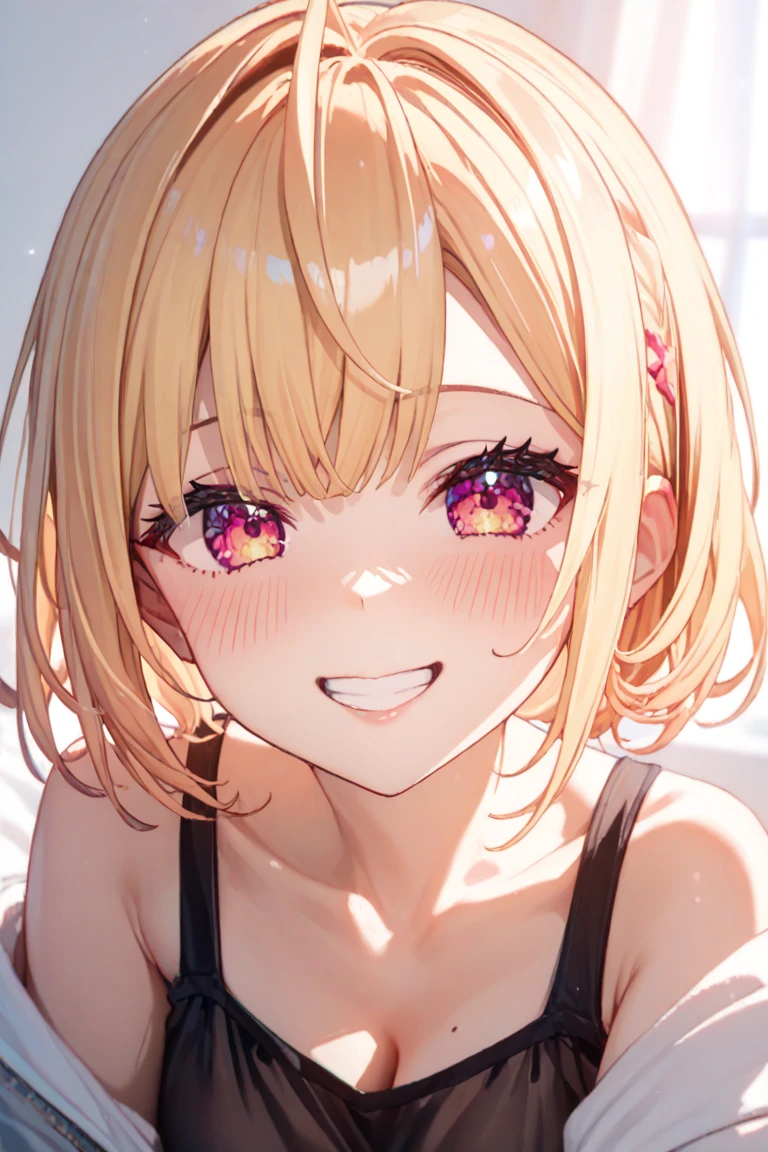 (necessity), (Best Quality), ( score_9,  score_8_up,  score_7_up),  highly detailed eyes that can be seen underfoot,  expressive eyes ,  perfect face,  beautiful girls, 8k,  beautiful girls,  virtual YouTuber,Nijisanji, Hoshikawa Sara,  blond hair, grin, blush, nsfw, Cowgirl