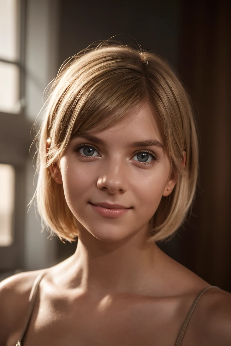 1girl, Agnes Aurora Aksnes, sly grin. (((facing the camera, looking at the camera, looking at the viewer))). Masterpiece, photorealistic, raw photography, soft lighting, top quality, best quality, upper body, toned. Indoors, even illumination, realistic, realistic skin.