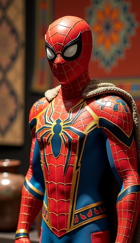 ((best quality)), ((masterpiece)), ((realistic)), Jimmie in a (blue and yellow spider-man cosplay:1.3) wearing glasses on stage infront of the press,   face visible, adult,   stoic look, confident stance,  (Oil panting:1.2) , vivid colors,  (portrait composition:1.3), (high-resolution:1.2) , solo portrait,
HDR, ultrares, hyper detailed, two tone lighting, volumetric lighting,   <lora:spiderwoman_cosplay_outfit:0.4>   full body pose   swedish flag in background <lora:last:1.0>, face revealed, (human face:1.2)
