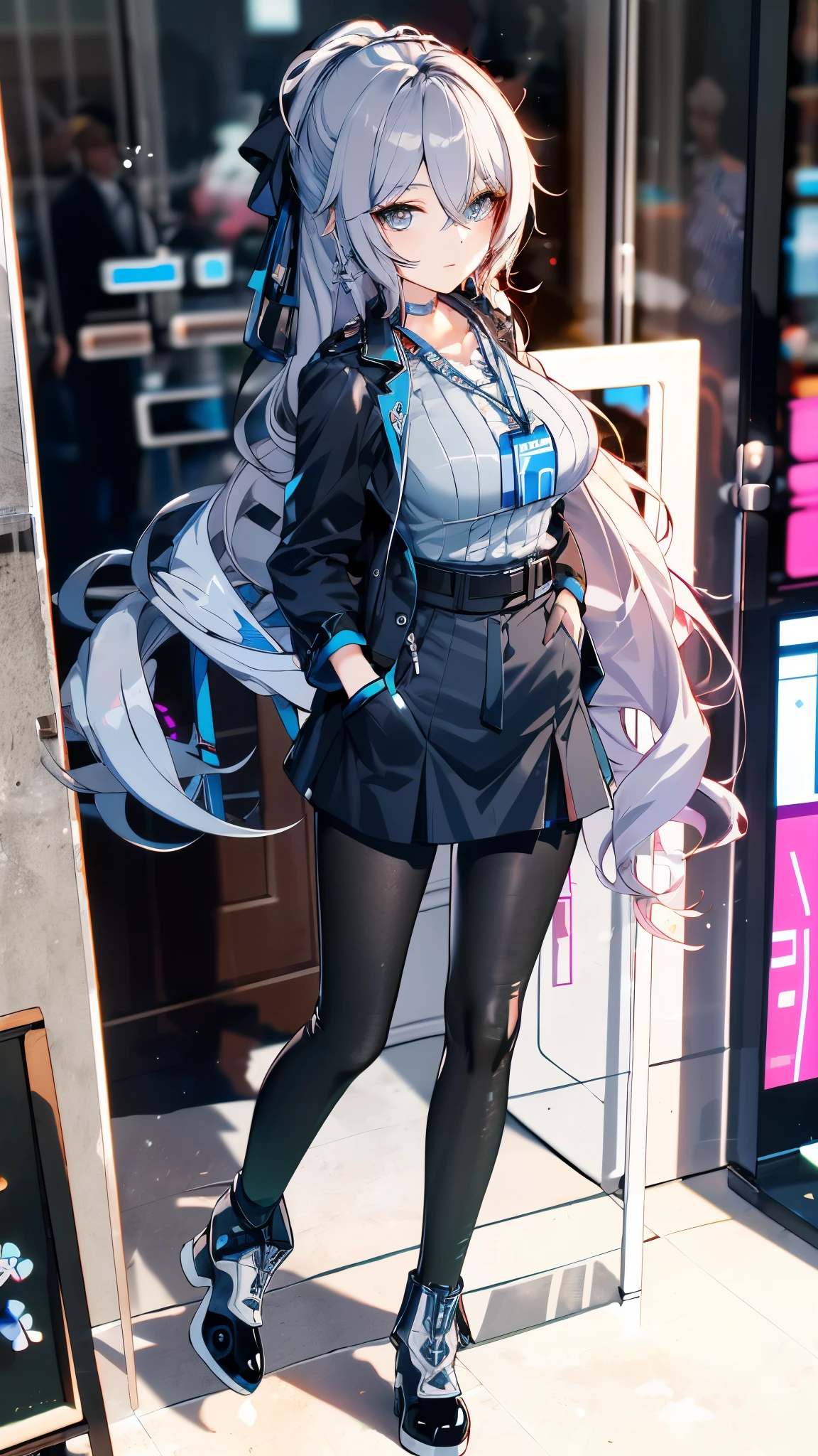 masterpiececolorful,The best quality in the best condition,alone,One Girl,boots,Green Eyes,High resolution,View your audience,Stand on your own two feet,White,(uniform:1.3),Put your hands in your pockets, Anime with long blue hair, white shirt and black skirt, hatsune miku, Portrait of hatsune miku, hatsune miku Short Hair, vocaloid , hatsune miku portrait, friend, Mikudayo, Turquoise Haired Anime, hatsune miku Cosplay, hatsune miku's Face, Anime Style 4K, anime, Attractive Anime