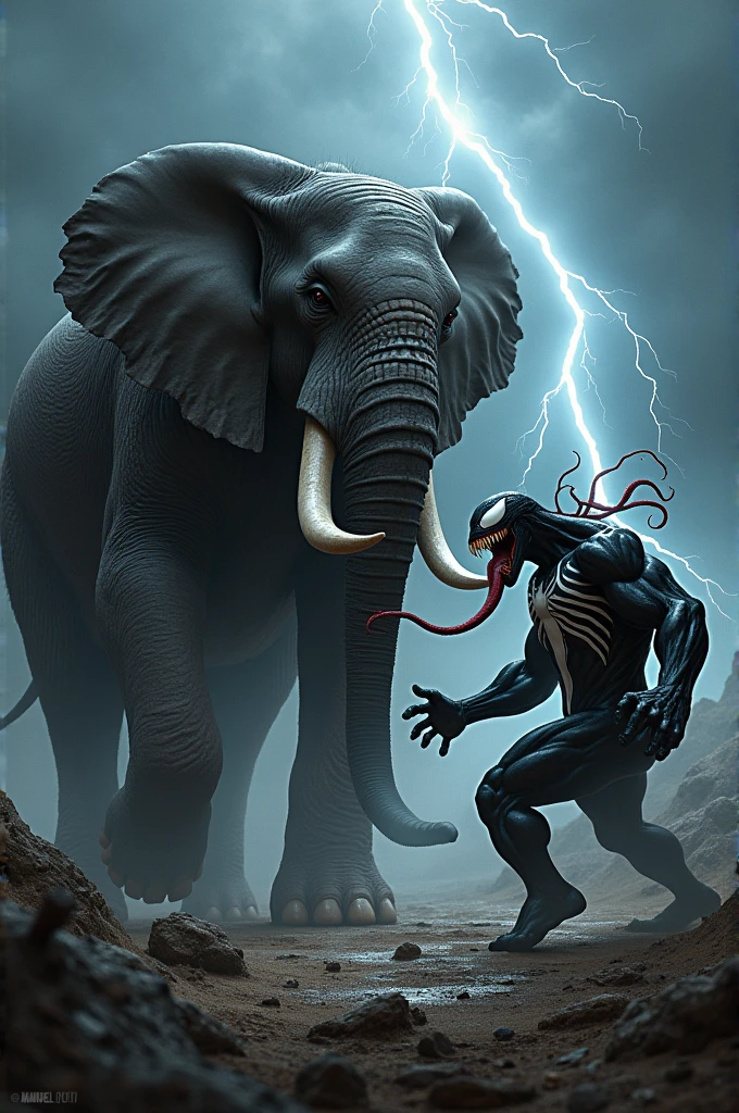 It looks like you've shared an image showing Venom carrying two large sacks while walking beside an elderly woman in a rural setting. The image blends the superhero character with a more everyday, real-world scenario, which gives it an interesting and humorous contrast.