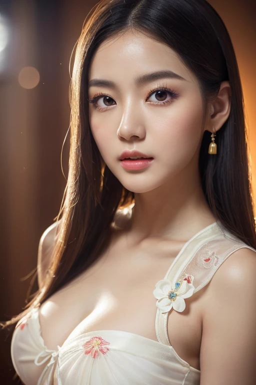 1 beautiful Chinese girl, ((very transparent Hanfu qipao)), (erotic), ((closeup)), pretty young (perfect anatomy) (Asian) (masterpiece), top Chinese model, (aphrodite goddess), (puff breast, ample cleavage), very best quality detailed face:1.5, privium room, (8k HD graphic, (soft and chill light), best quality detailed ultra highres:1.2 dynamic lighting, artstation, winner photography, volumemetricslighting),