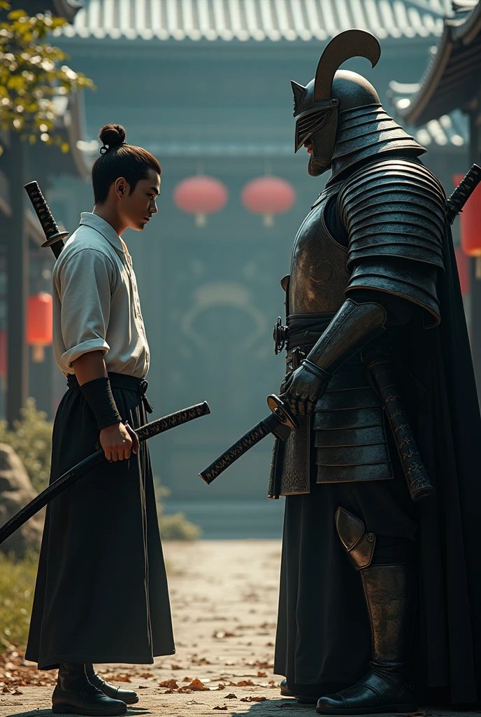 luta, Duel between two samurai of ancient Japan in the middle of the public city looking and cheering (obra-prima) (8k high resolution) (melhor qualidade) (Ultra Definition) (Ultra realista)(Foto RAW) (Foto realista) (bright illumination)