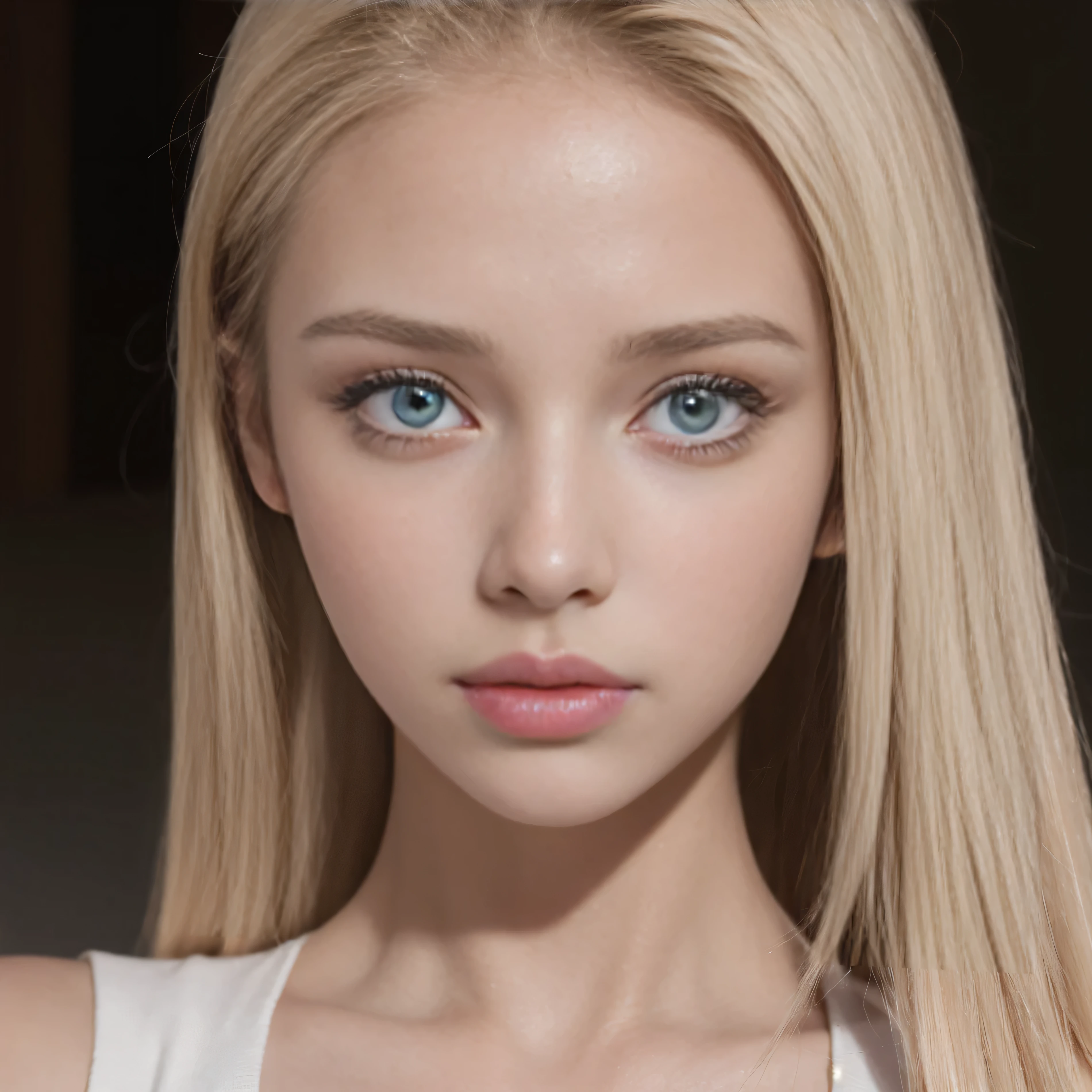  close up face of a young 17-year-old blonde woman , very beautiful , ojos azules claros, piel Blanca ,  perfect face  , straight nose ,  thin pink lips  , close up,  perfect face ,  photo quality 8k , super detailed the face 