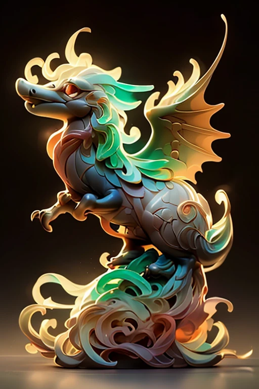 The shape of a Chinese dragon，The background was clean，dream color，Transparent statue，blossoms，largeeyes，golden，Attractive cleavage，Clear  eyes，tmasterpiece，（Best quality：1.3），Cantonese Melanian，Full body lesbian，