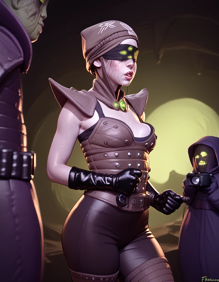 NSFW render of eris morn sex scenes. An anonymous  hive alien is licking eris morn's expose tummy. , . author: (fossa666:1.5),leather armor (taran fiddler:1.5),\ (pixel sketcher:1.4)blindfold,, masterpiece, detailed Bonifasko lighting, [crepuscular ray], best details, real life, depth of field, detailed background,glowing green eyes [hive cave dark], dim lighting, flashlight lighting, solo, cave background, goop, camera flashing, . . ,female, (eris morn), (handjob), , alien female,  (eris morn:1.2), seductive walk, femme, genitals, , smaller breasts, clear details, (, realistic sweaty skin textures, translucent body, you can see under her skin, , ,s, faceless, various poses, , [[[eris morn destiny 2 moon]], ,  gloves, stockings, 1girl, one girl, 1girl, solo,  pale skin, ],pants ripped open,
