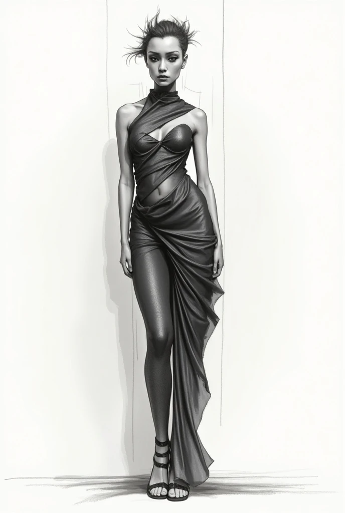 Black prostitute woman afro big breasts skinny on the street naked with diamonds on the body