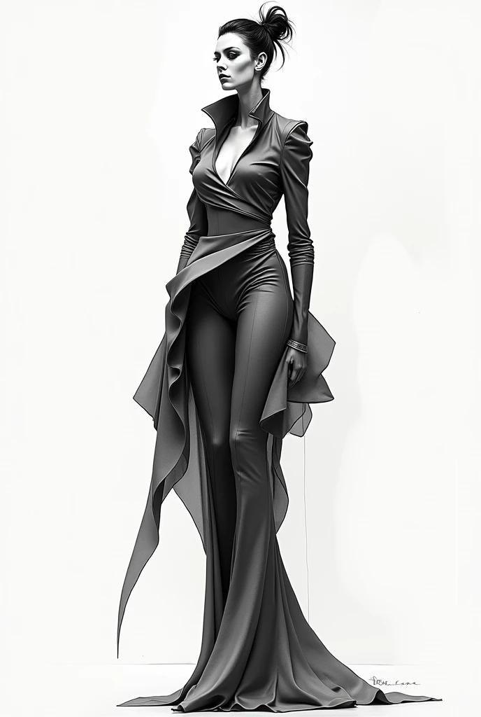 (full body:1.4), sexy 21 yo French woman. (pixie cut),Raven black hair, green eyes. Short, slim fit figure, perfect ass. Smoky eye, party dress, high heels, haute couture. Sensual.