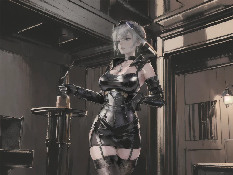 giant-landscape, giant-kingdom, big-size house, 1girl, (evil:1), villain, standing proud, full-body, high resolution face, white hair, gradient hair, pointy ears, glowing pendant, strapless dress, full bridal dress outfit, arm wrap, black gloves, leg wrap, black footwear, mean, thin, thin legs, stockings, tiara, glowing eyes, makeup, blush, eye shadow, rings, pearls, necklaces, flawless shiny silver hair, black heels, from below, solo, ((Medium bust )),weak ,((( thin))) (medicine bottle) muscle , (Lots of medicine jars) ((In the magic drugstore)) (muscular) , strong ((kneel on the floor)) (Screaming, crying in pain) big body (torture, pain)