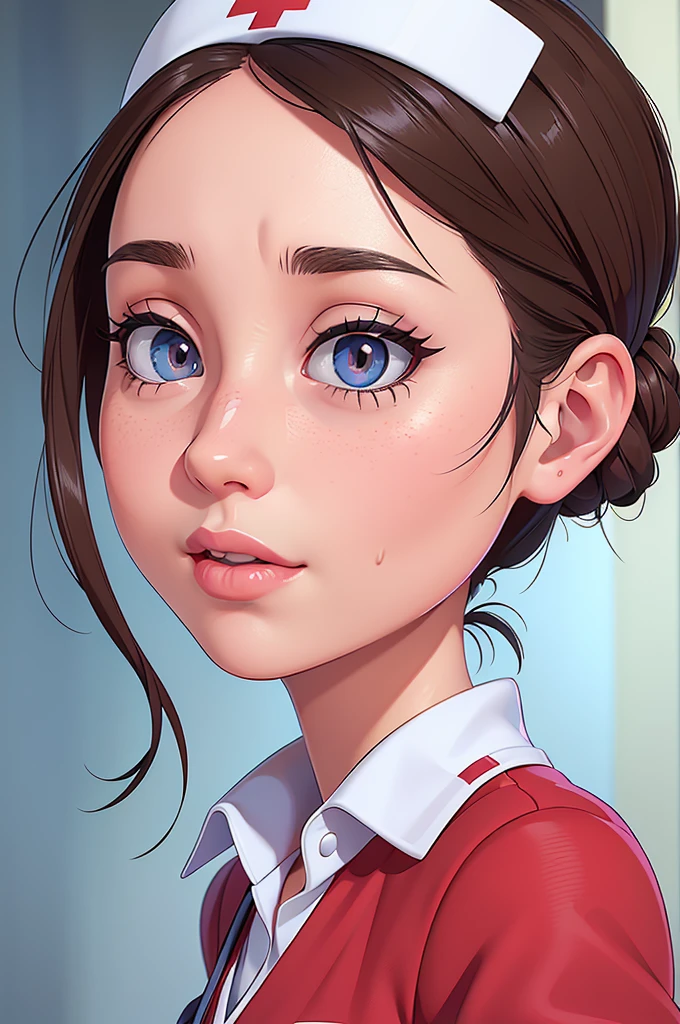 phothorealistic image of (a woman:1.1) A girl in a nurse uniform (from behind) (Best Quality,4k,8k,high resolution,Masterpiece:1.2), (realist,photorealist,photo-realist:1.37), ultra detailed, (professional:1.1) que incluande (a beautiful face) with (Extremely detailed eyes) and (beautiful detailed lips). the girl is seen (From a third person perspective:1.1), focusing on the (nurse&#39;s ass) in a (sexand:0.9) form. The nurse wears a (appropriate white uniform) with a (stethoscope) around your neck. The scene is (brightly lit) with (soft natural lighting) highlighting the girl and the nurse. The work of art must have a (realist) standle and vibrant colors to create a (natural) Atmosphere.Open Mouth, penis, blowjob