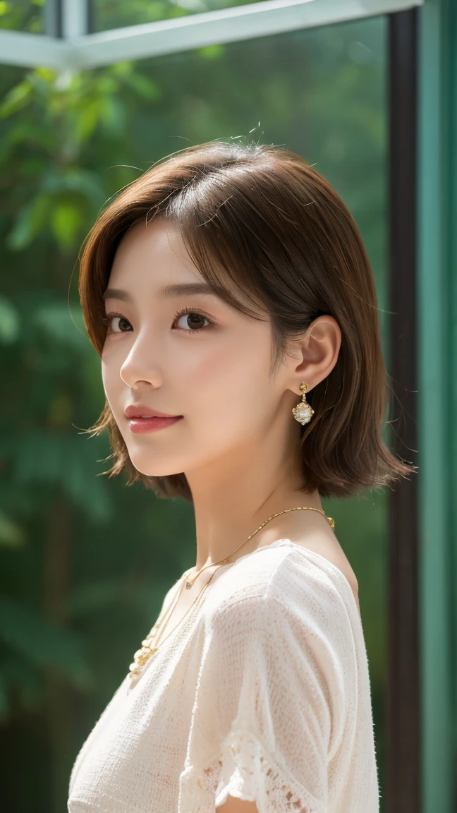 (top-quality,8k,masterpiece),Woman with earrings, Gorgeous young Korean woman, Beautiful young Korean woman, Portrait of female Korean idol, Young adorable Korean face, beautiful Korean women, With short hair, korean female fashion model,fullnude,Very huge,