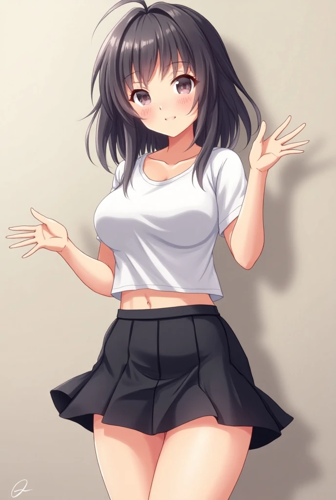 ((Highest quality)), ((masterpiece)), (detailed), One girl, wearing knit sweater & Miniskirt, (Flirtingly lifting her skirt to show her panties:1.3)