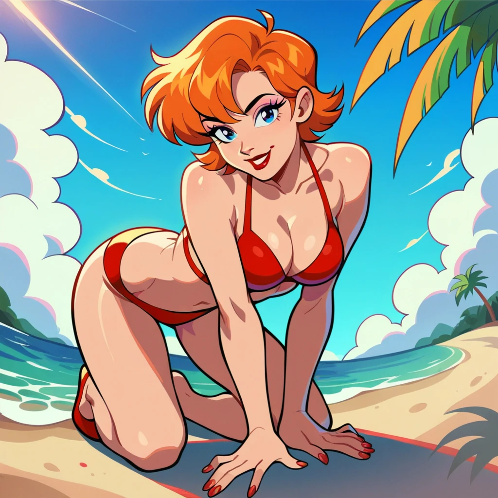 Sexy, Big beach, cute smile, marked pussy, red hair)
