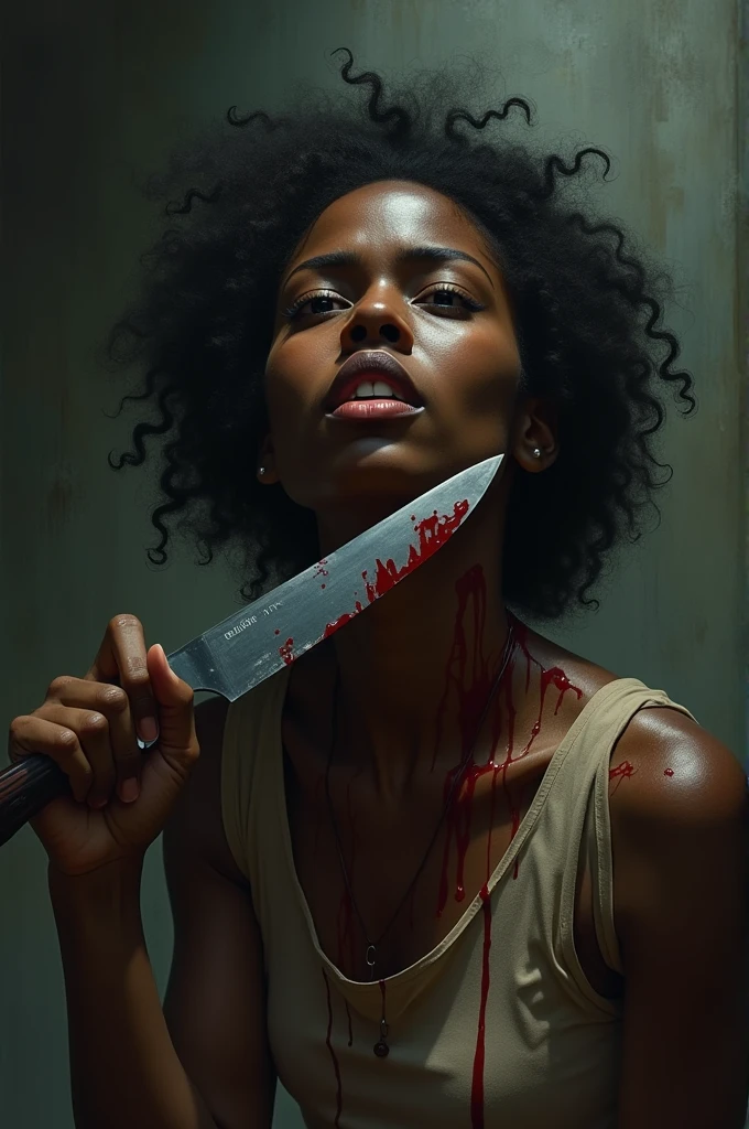 ((melhor qualidade)) ((hiper realista)) ((hiper detalhado)) sprawled of a Hot and beautiful black girl, with a perfect body and legs, big boobs, curly hair, beautiful nose, beautiful mouth, dressing sexy tshirt and shorts, murdered dead in a crime scene with small wholes in your body by gunshots, blood dripping of The body. Closed eyes