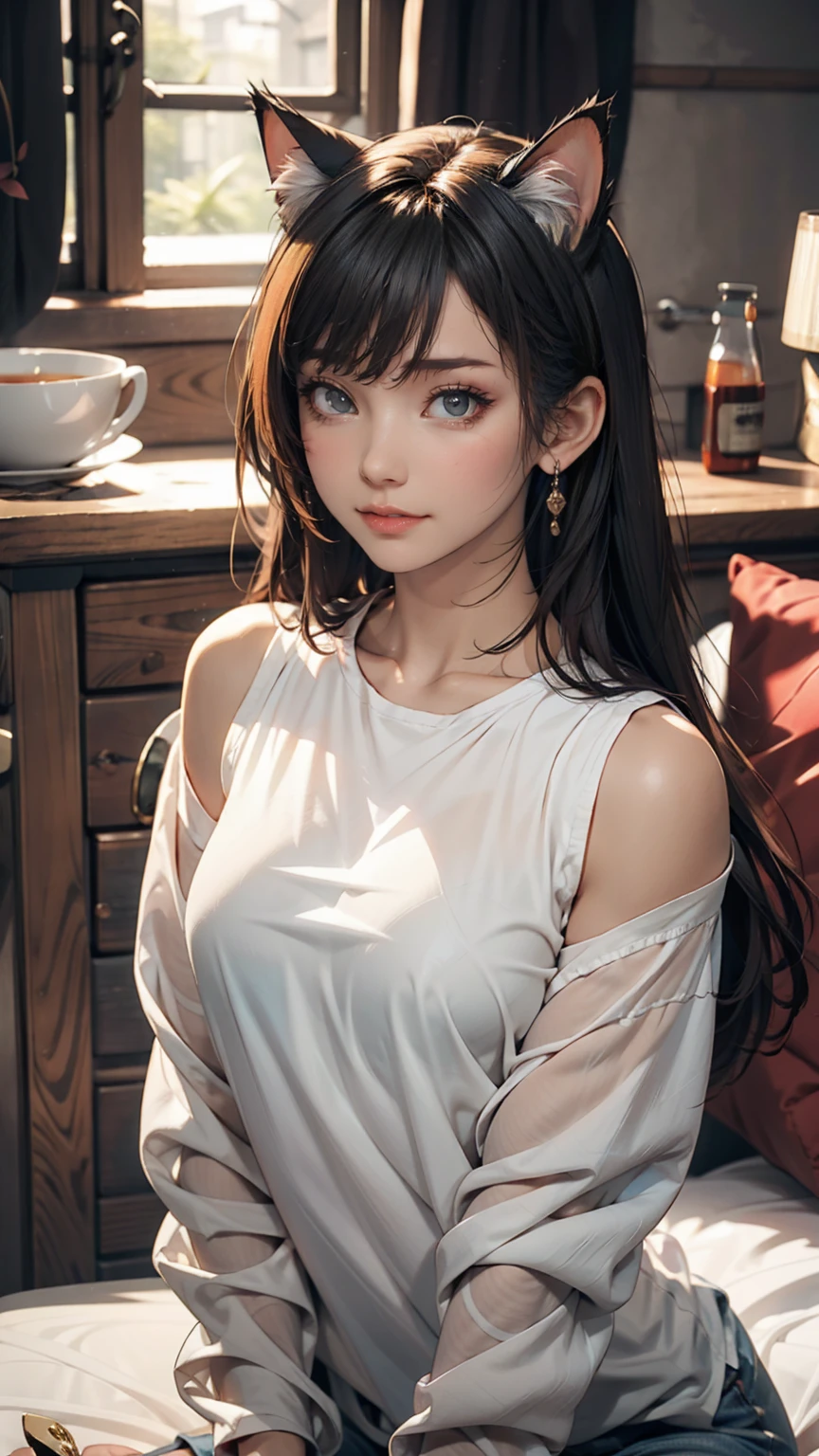 (masutepiece: 1.3), (max resolution: 1.2), (Ultra HDTV: 1.2), cinematric light, 8K resolution, Detailed eyes and skin, detailed facial features, Perfect limbs、Perfect fingers、Anatomically accurate body, Fingers in natural shape, Realistic texture, (Sharp Focus: 1.2), (Focus on Face:1.2), Perfect Style, (Beautiful face, kawaii eyes, Clear eyes、realisticeyes), acurate, Anatomically correct, ノ Highly detailed facial and skin texture, Detailed eyes, Double eyelids, Thin eyebrows, Glitter Eyeliner: 1 Natural cheeks, Glossy skin, Fair skin: 1.2, (Glossy lips: 1.4), (Shy look: 1.2),Highly detailed facial and skin texture, Detailed eyes, Double eyelids, Natural cheeks, ,shiny lips: 1.4, (#Slim waist), cleavage of the breast, Full body like, (red blush, embarrassed from:1.1), (shiny lips: 1.1), (Soft breasts, Firm chest, large udder), red blush、embarrassed from, Public display of sexual activity, Dressing, Neat and clean woman, 20yr old, 1 persons, bangs flowing diagonally, Brown hair, (s Pajamas、Pale white、fluffly)、Women's Room、Bedrooms、sleepy、Sit on the bed、yawns、