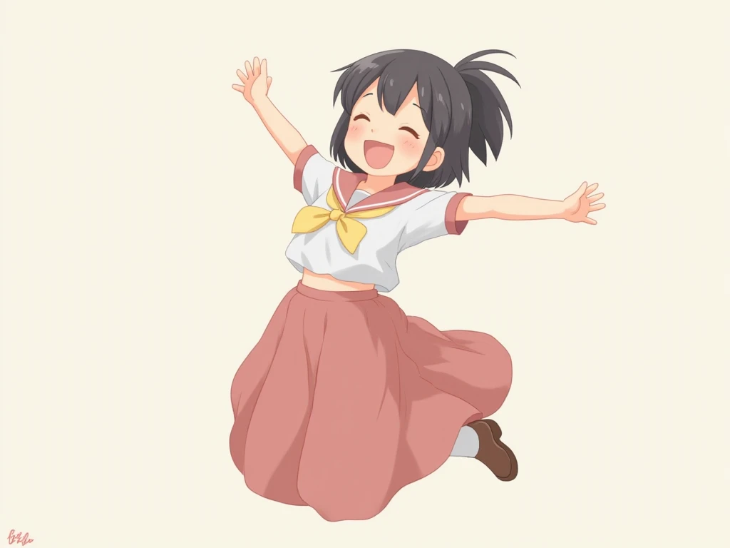  Japanese、cute、woman、 Short Hair、Smile、 sailor suit、 tank top 、 long skirt、Jump