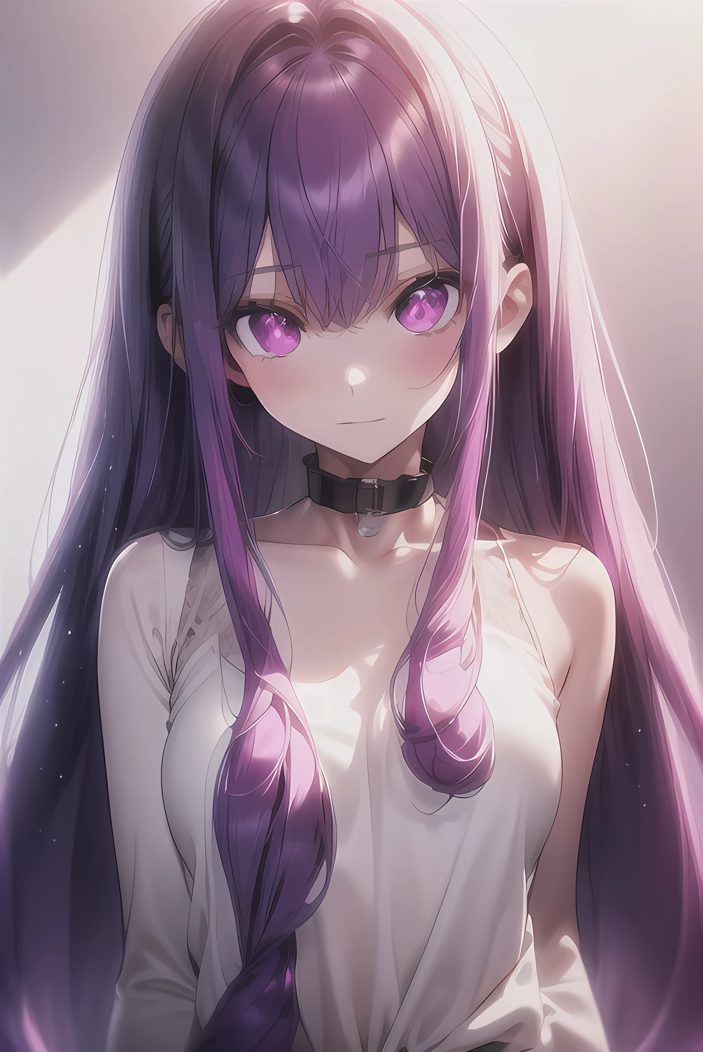 ai hoshino, long hair, bangs, (purple eyes:1.1), purple hair, (symbol-shaped pupils:1.5), masterpiece, best quality, extremely detailed CG unity 8k wallpaper, blur