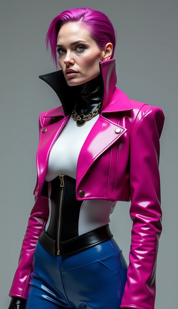 picture of (Haman Karn), a woman (wearing a black horsehide cape:1.2), (black horsehide LONG SLEEVES jumpsuit) in the congress, smile, modelshoot style, (pink  hair), (extremely detailed CG unity 8k wallpaper), photo of the most beautiful artwork in the world, professional majestic oil painting by Ed Blinkey, Atey Ghailan, Studio Ghibli, by Jeremy Mann, Greg Manchess, Antonio Moro, trending on ArtStation, trending on CGSociety, Intricate, High Detail, Sharp focus, dramatic, photorealistic painting art by midjourney and greg rutkowski, (looking at viewer), (she looks serious), (detailed eyes:1.2), (detailed pupils:1.3), (extremely sexy:1.2),  <lora:haman_karn_lora:0.5>