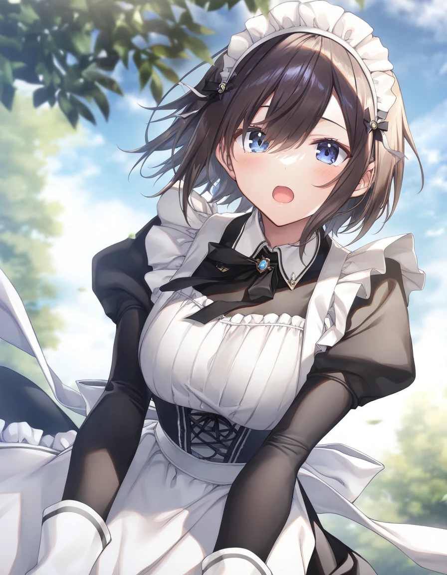 1girl, little female, short hair, beautiful breasts, open mouth, maid, outdoors,wind, game CG break,((artist:kimishima_ao)),(artist:mitsumi_misato),(artist:fujiyama),,(masterpiece), (best quality), (ultra-detailed), very aesthetic, beauty illustration,super detailed skin, shiny skin, (masterpiece), (best quality), (ultra-detailed), very aesthetic, ,hi res,absurd_res,2023,2024,shaded,digital media (artwork), realistic lighting, 4k, 8k,