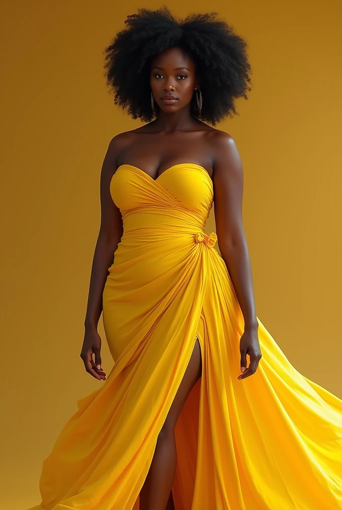 Black drag queen in a yellow gown