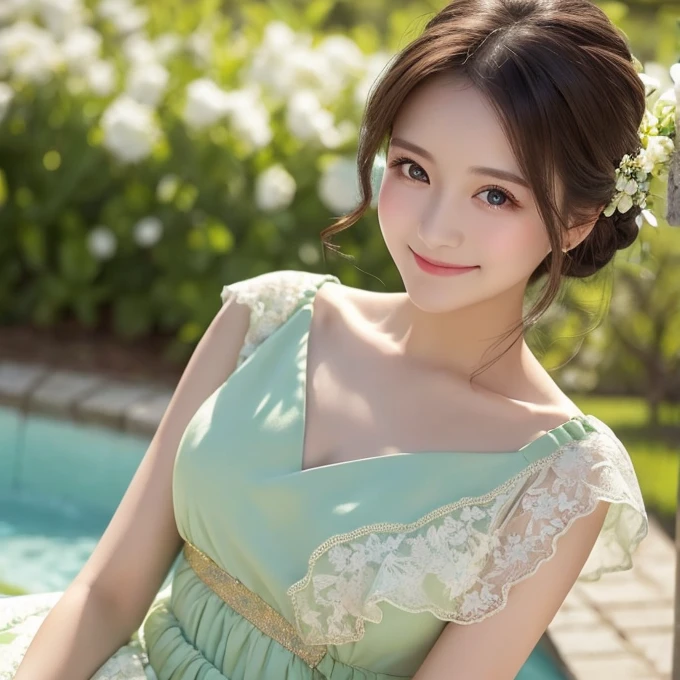 Close-up of a woman in a green dress posing for a photo., Gorgeous Chinese model, หญิงKorean girlที่งดงาม, beautiful south korean women, หญิงKorean girlที่สวยงาม, beautiful asian girl, Cute young man with a sweet Asian face, Chinese girl, Asian girl with long hair, The face of a beautiful Japanese girl, Korean girl, Cute girl - clear face, Japanese model, Beautiful Asian woman