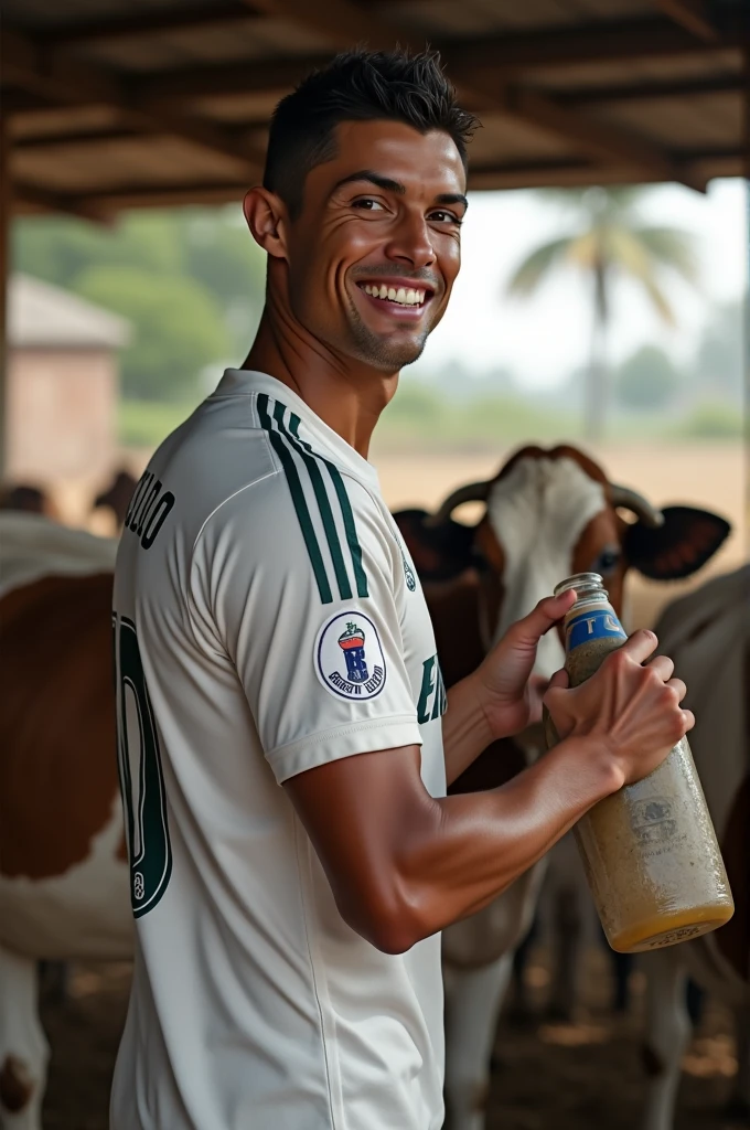 cristiano ronaldo naked in a frying pan drinking beer
