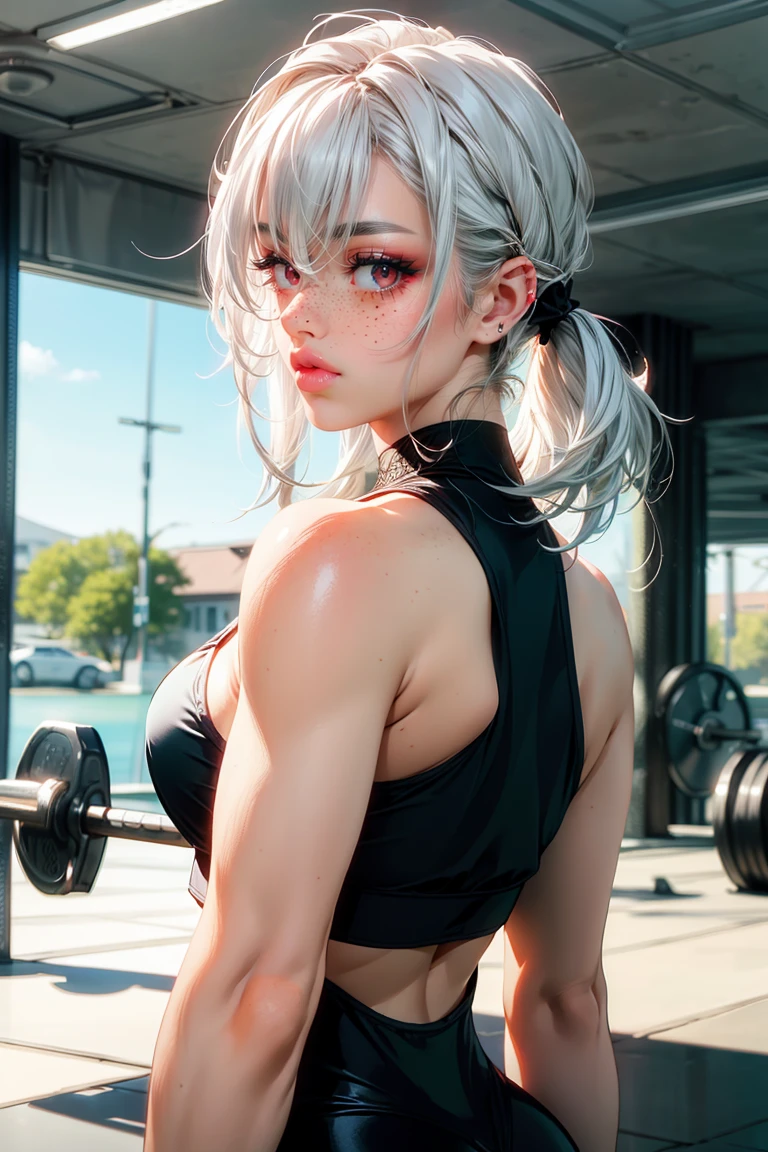 Heavy Smoking girl, Bouncing breast, sport wear, smoking a cigarette,