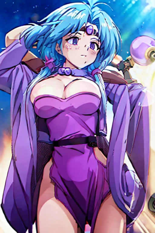 1girl, neeko, x hair ornament, tank top, , sexy bo agitated, lying on the bed, thighs, wet crotch, (flush: 1.2), (sweaty: 1.4), (breathing: 1.4), pov, (from above view), heart-shaped pupil:1.3, smiling, (vibrator on lower body:1.4), closed eyes, purple hair,