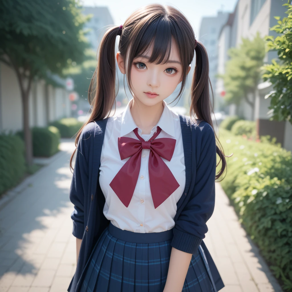 1girl,solo,twintails,school uniform,