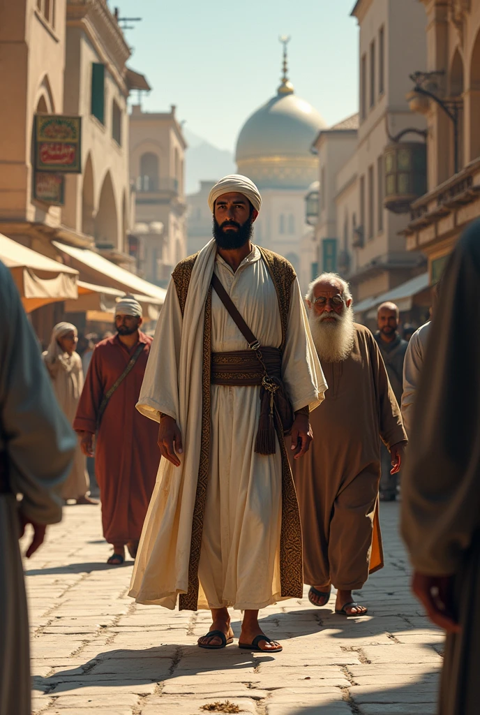 A Muslim young man walking in Al aqsa