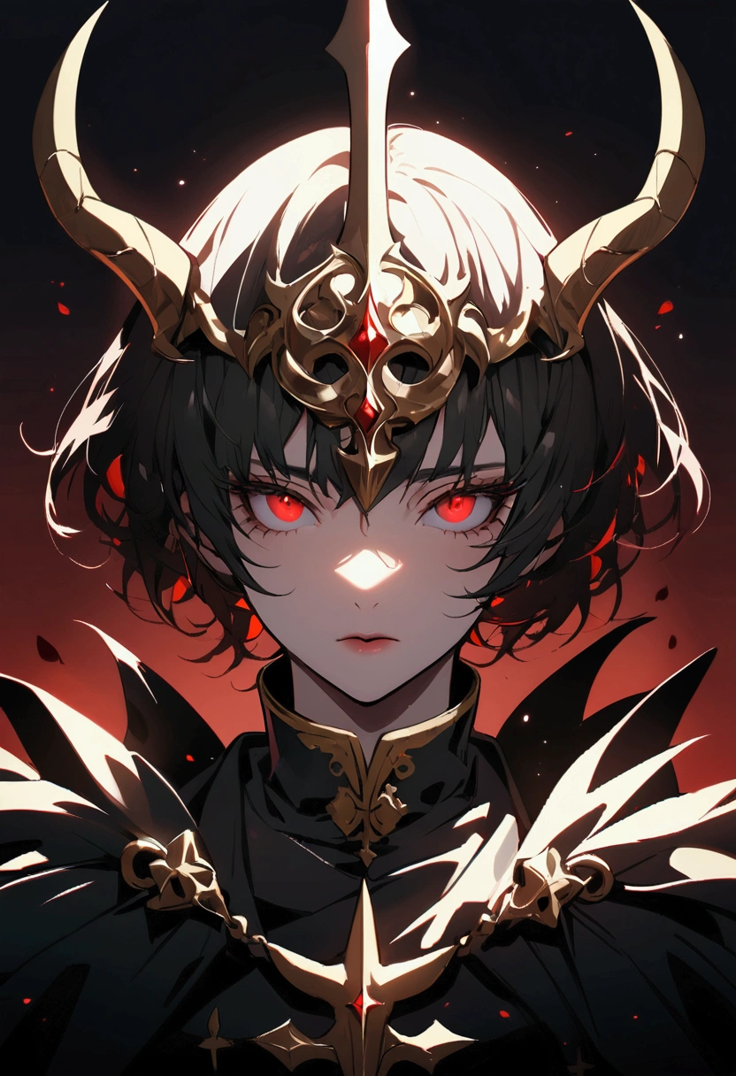 <lora:gz_20231022185253:0.9>,gz,solo,1boy,male focus,white background,looking at viewer,simple background,glowing eyes,upper body,