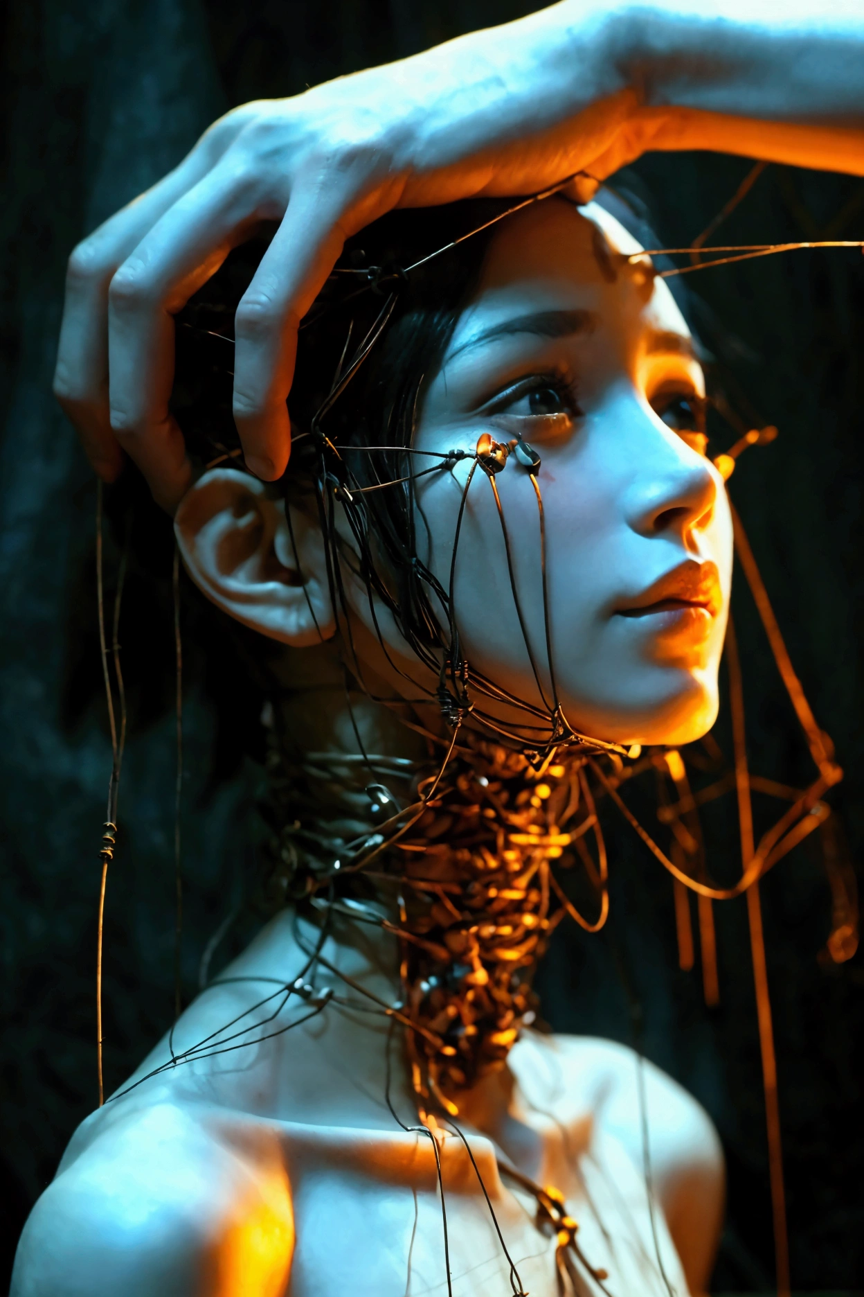 1girl in, surrealism, Verism, nffsw, Anatomically correct, Textured skin, masuter piece, high details, awardwinning, hight resolution, 8K,Unevenness of the skin,20yr old,