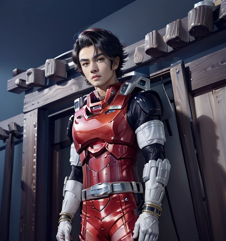 (High-definition CG), (  Best Quality  ), (High-definition CG), (  Best Quality  ), (Mars), (Overall view)  Hua Gai with a cool and charming face  ,Sentai Hero Suit,  Beauty, 18 years old,     toned and muscular   ,  Cool and Handsome Face   , SharpEye,  big breasts at the temple,