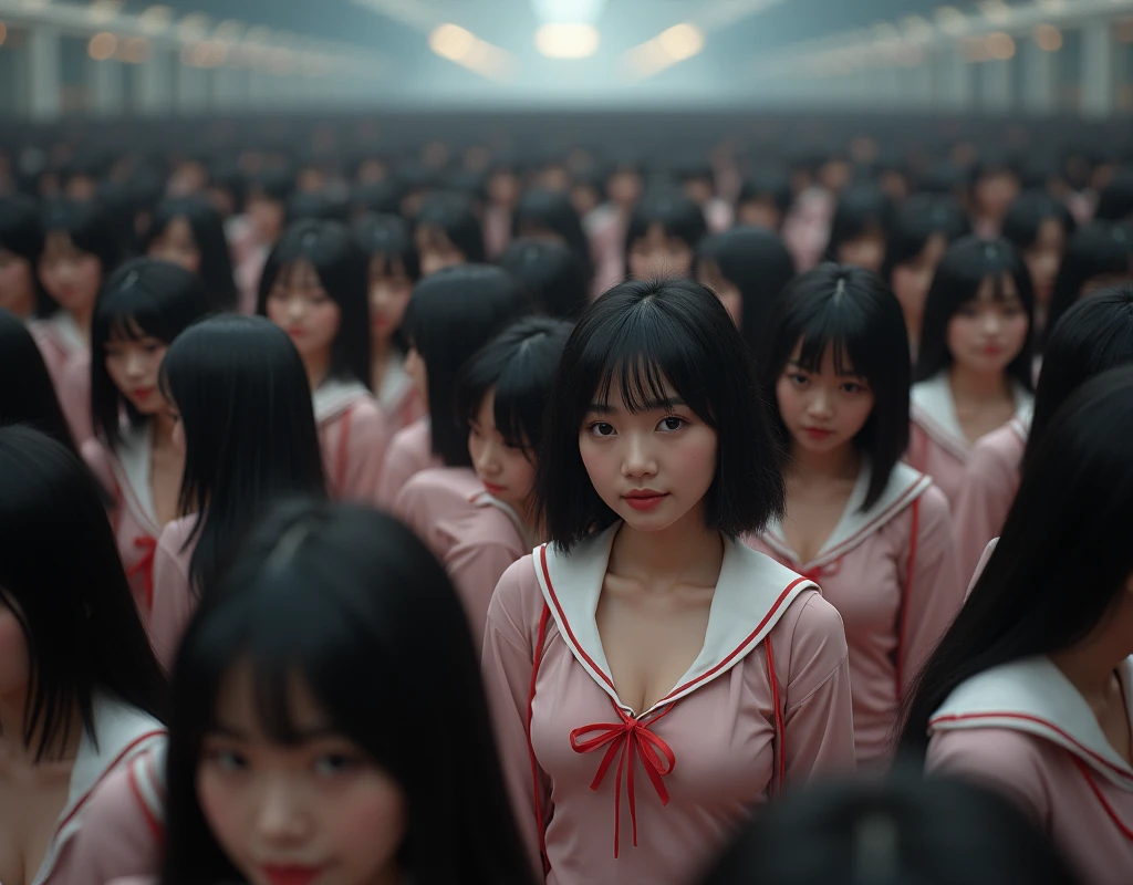 (((((Japanese Clone girls=Myself)))))), (((Best Super High quality Myself Clone girls Raw Photography Art))), (16K, Highest quality, Ultra-high resolution, RAW Photos), (((It&#39;s so unrealistic., With unparalleled depiction, With an unfathomable sight, An unprecedented and shocking worldview, Clone girls in a world of mass reproduction, Ultra-realistic))), (((Japanese, woman, 20yo, Saito-Asuka))), (Small face, ((Thick black hair, Semi-long hair))), ((V-neck short-sleeve dress)), (((((Very detailed美しい女体, Accurate body structure, Very detailed完璧な, Super busty body with very large breasts, Clearly emphasizes cleavage))))), (((Dark Eyes, Mature face, Cute Smile, A gentle gaze))), (((Her happy and smiling expression is so cute))), ((((((((Very detailed分身増殖描写, ((1girl→Myself cloning→1,000,000,000,000,000,000,000,000,000,000,000,000,000,000,000,000,000,000,000,000Myself Clone girls)))))))))), ((((((((Very detailed, The precise depiction of the proliferation of Myself Clone girls, ((With the perfectly identical bodies of Myself clone girls, With the exact same face as the Myself clone girls, With the exact same hairstyle as the Myself clone girls, In the exact same clothes as the girls who are my clones, Perfectly the same height as the Myself clone girls, Super big breasts, just like the Myself clone girls)))))))))), (((Myself clone girls only))), (((Multiple pairs, Very detailed depiction, (A group of Myself clone girls hugging each other, A large gathering of Myself clone girls, Fun conversation with the crowd of Myself clone girls, Happy conversation with the crowd of Myself clone girls, Myself clone girls holding hands, Multiple Myself clone girls walking together in a crowd, turn around, look at me, The approaching crowd of Myself)))), (((Everyone looks at the camera))), (((Unbelievably crowded, Transcendent Myself clone girls intimately, Countless Myself clone girls surround you in 360 degrees))), (Bright, soft sunlight), (((Very wide field of view, Very detailed, Detailed ultra-perspective depiction with clear depth, super wide view))), (((((A place where multiple Myself armies join together))))), (((Very photographic and detailed depiction, Myself clone girls will multiply infinitely and fill the surroundings from one side to the horizon with their bodies tightly packed together without any gaps., A scene of endless Myself clone girls, giving a happy vibe.))), (Focus on the average value of the image)