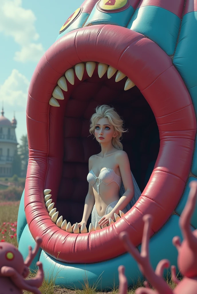 Giant inflatable flamingo with arafin in white swimsuit, Larisa Manobal, With a large starfish, Lalisa Manoban in blackpink, roseanne park of blackpink, Belle Delphine, Junko Enoshima, tentacles around, wearing a swimming wear, ava max, sun yunjoo, inflatable, 👁🌹👾, jossi of blackpink