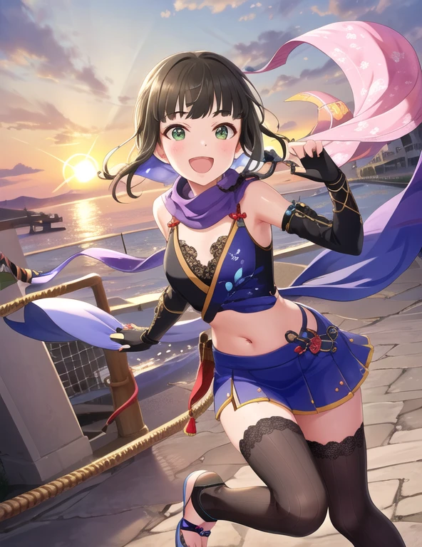 mayoi, braid, purple hair, blue eyes, long hair, absurdres, absolutely resolution, incredibly absurdres, highres, ultra detailed, official art, unity 8k wallpaper, Kinetic Typography BREAK (1boy, solo:1.4), boy, 1boy, male, dynamic poses, dynamic angle, close-up, cowboy shot, full body, smile, one eye closed BREAK (black frilled swin trunks, revealing, lowleg:1.6), maid headdress, flip-flops, skipping BREAK (contrapposto, watson_cross:1.4), off shoulder, bare shoulder, bare arms BREAK outdoors, day, blue sky , cumulonimbus, sunlight, beach, wind, windy BREAK (depth of field, bokeh:1.4) BREAK nice hands, perfect hands,