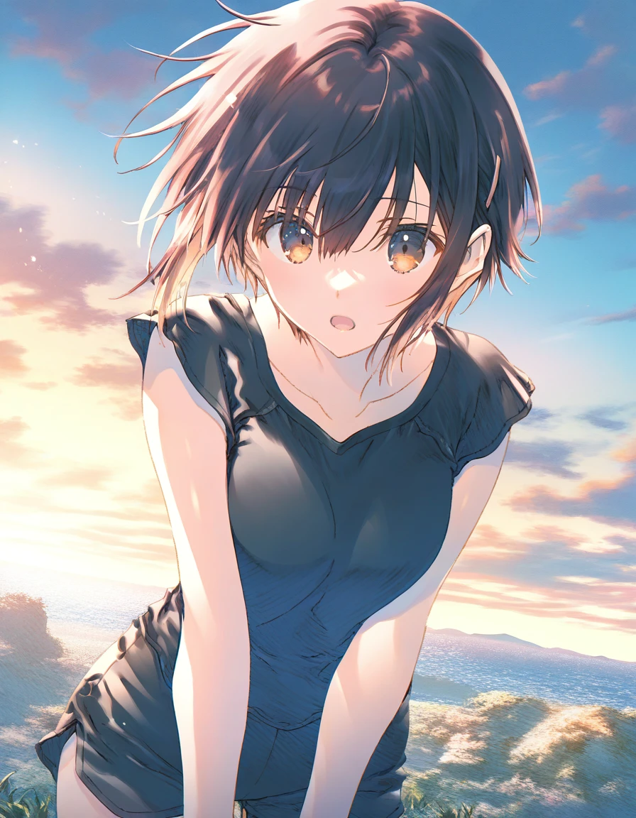 1girl, tomboy, little female, beautiful breasts, open mouth, outdoors,wind, fantasy, game CG, break,((artist:mitsumi_misato)),(masterpiece), (best quality), (ultra-detailed), very aesthetic,  beauty illustration,super detailed skin, shiny skin, (masterpiece), (best quality), (ultra-detailed), very aesthetic, ,hi res,absurd_res,2023,2024,shaded,digital media (artwork), realistic lighting, 4k, 8k,