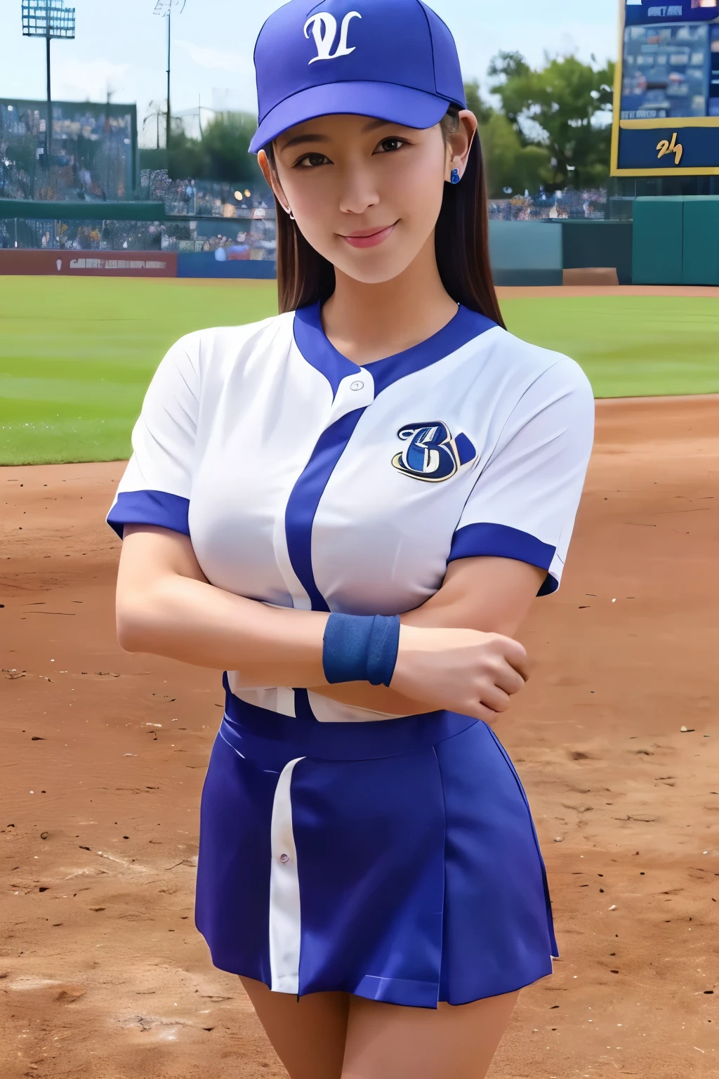 Masterpiece, Best quality, 8K Octane Rendering, photorealistic with high detail, Volumetric lighting and shadows. A young beautiful girl stands half-turned in a sports uniform and looks at the camera.. big breasts, beautiful figure. belt plan