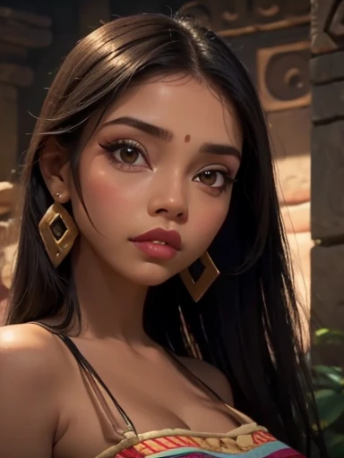 solo, India, ropa de tribu, pelirosa, cinematography lighting, la mas alta calidad, 8k hdr, hiperrealista, esbelta, bonita, raw, mirada sensual y excitada, bragas doradas, de cuclillas, ropa rota en la entrepierna, bragas rotas, No bra Well-marked nipples, vagina bien definida, rosadita, abierta, clitoris visible