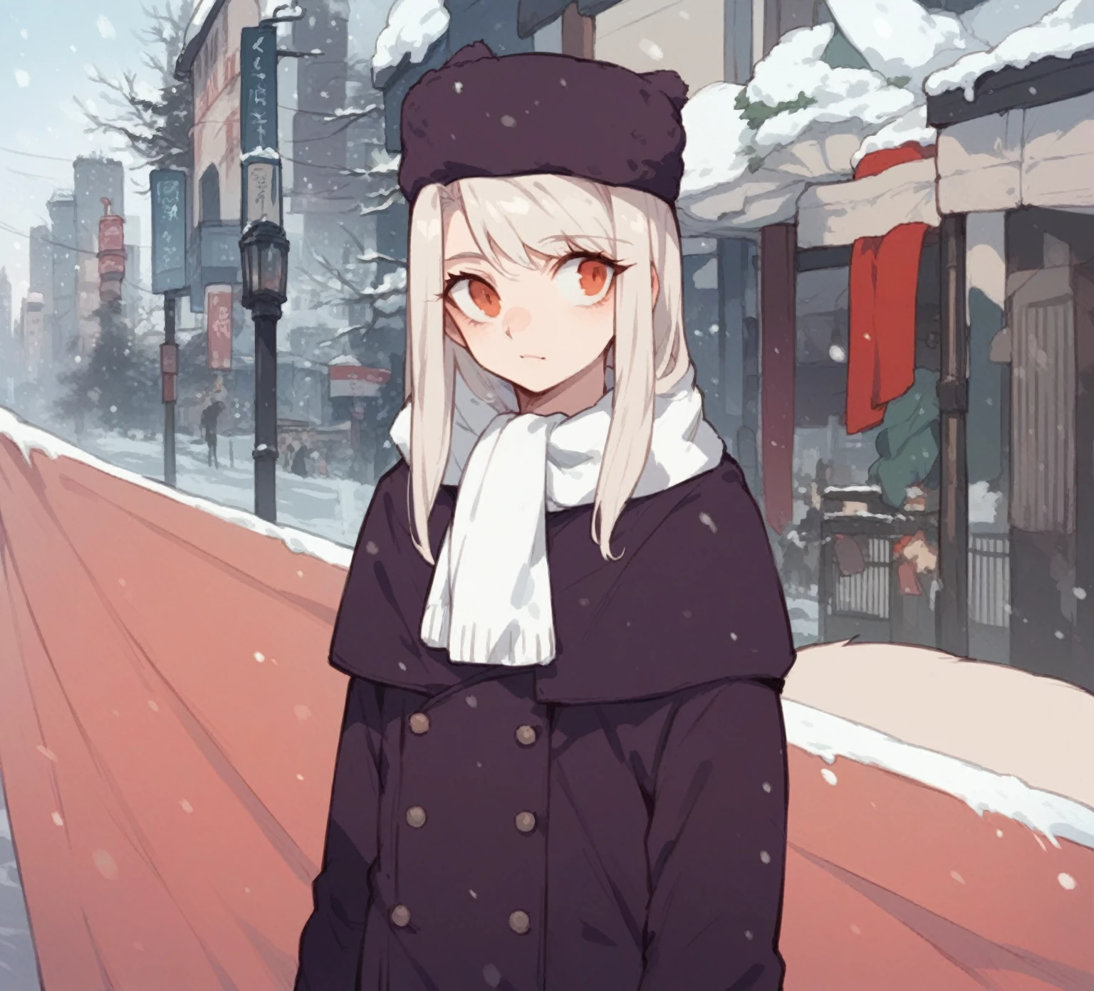 Fox ears, fox tail, winter, snow, city