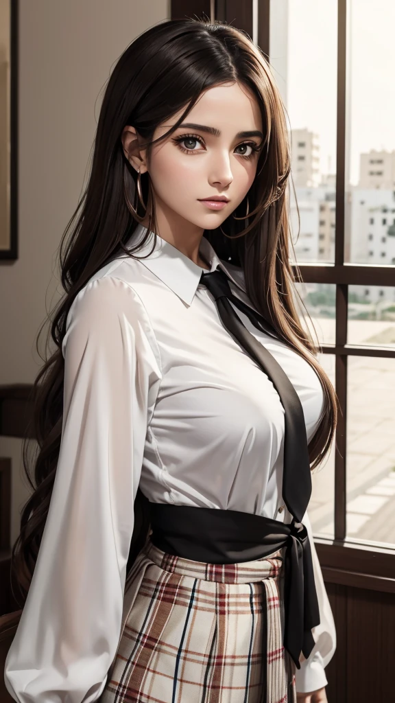 woman posing for a photo, (open button shirt), (long_ponytail_hairstyle:1.3), good hand, 4k, high resolution, masterpiece, best quality, head: 1.3, ((Hasselblad photography)), finely detailed skin, sharp focus, (cinematic lighting), night, soft lighting, dynamic angle, [:(detailed face: 1.2):0.2],(((5 star hotel background))),, lingerie floss, no panties
