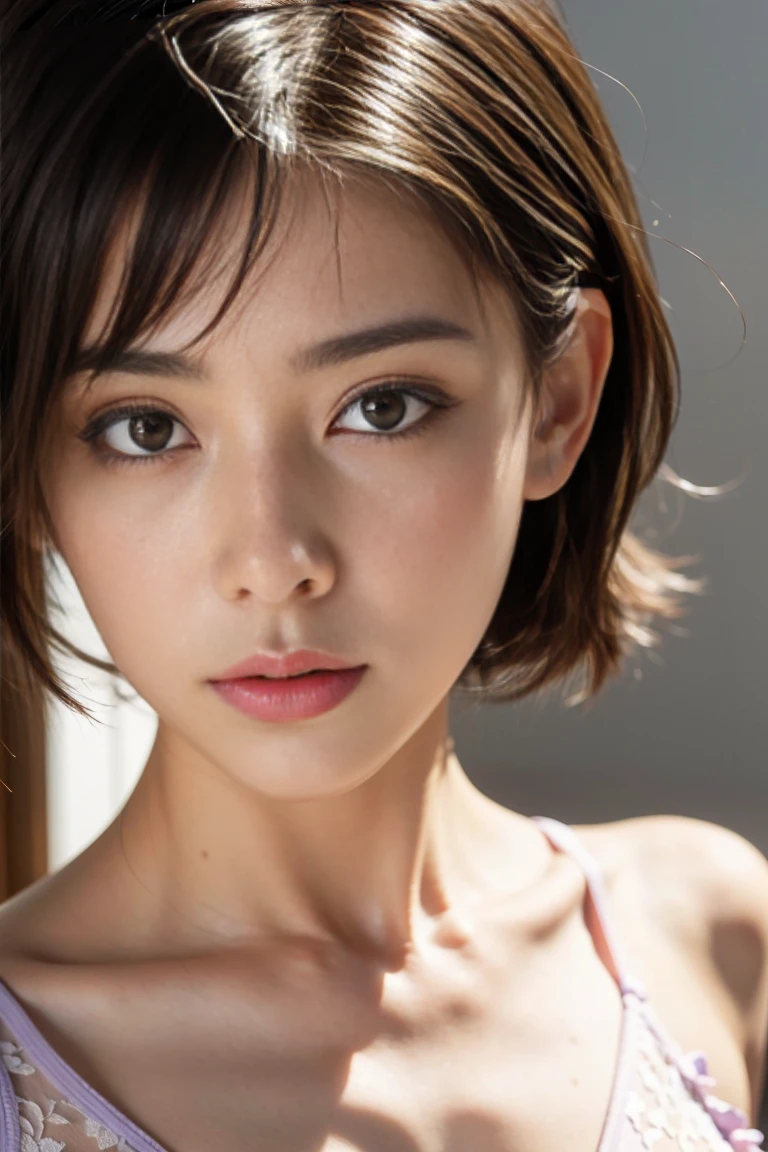 (Best quality, 8k, 32k, Masterpiece, UHD:1.2),Photo of Pretty Japanese woman, large breasts, very short bob hair,upper body,face focus,<lora:LowHigh Definition Skin, Skin Pore, Cloudy, 8K UHD, DSLR, Soft Lighting, High Quality, Film Grain, FUJIFILM XT3, ((Best Quality, 8K, Masterpiece: 1.3)), Beauty, 1 Girl, Big: 1.3, Slender Figure: 1.1, Firm Abs, Dark Brown Hair, (Pool, Wet Body, Black High Leg Cut One Piece Swimsuit), (Fitted Swimsuit), Ultra Detailed Face, detailed lips, detailed eyes, double eyelids,