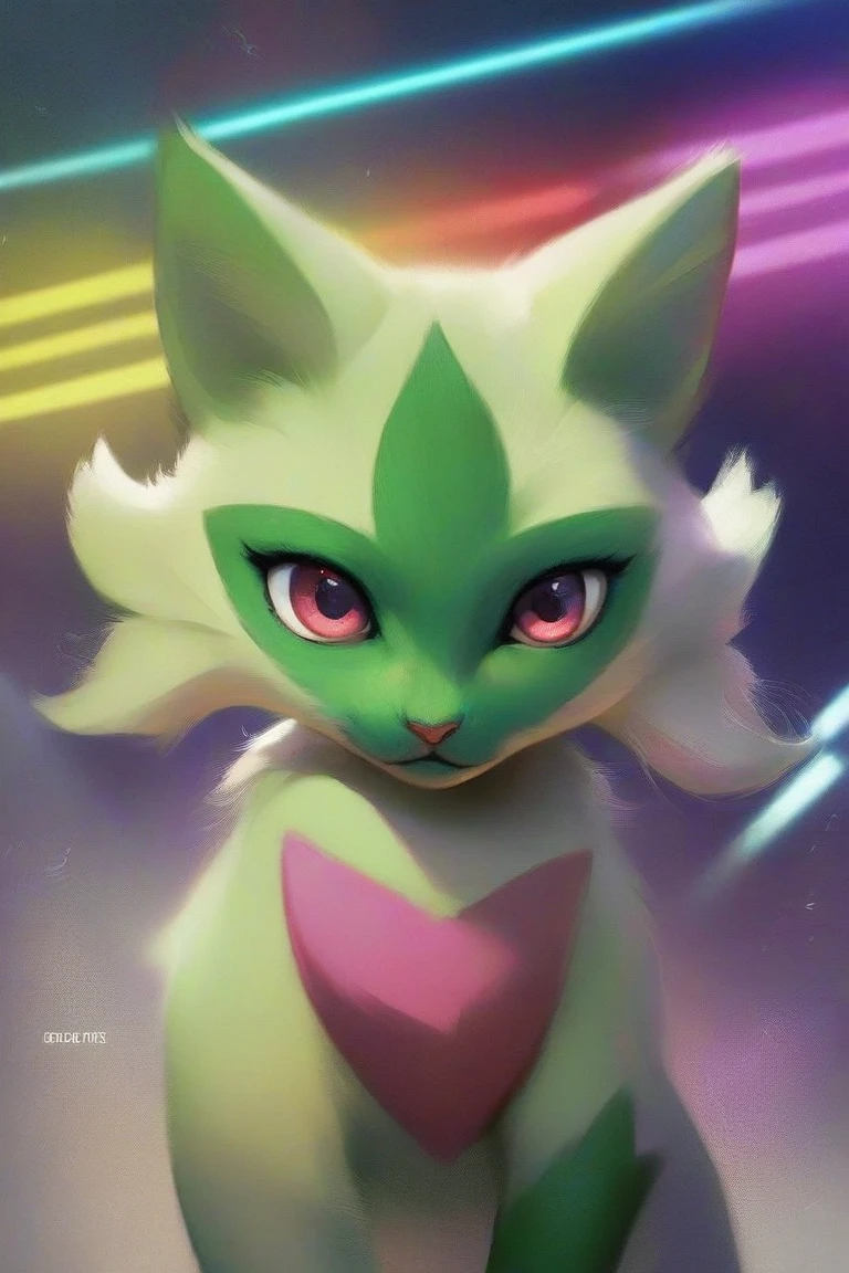 floragato, furry pokemon, cat, yo-yo, string, feet, action pose, solo, (body fur:1.2), (best quality), (gradient background:1.2), studio lighting, (detailed fluffy fur:1.1), looking at viewer, animal hands, tail,