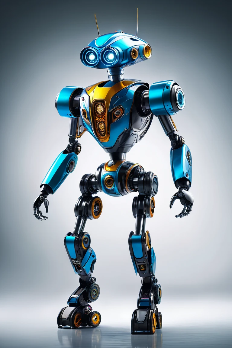 Cute kitten made of metal, cyborg, Cyberpunk Style, ((Intricate details)), High resolution, ((Intricate details, Ultra-detailed)), Cinematic shots, Vignette,Stand like a human